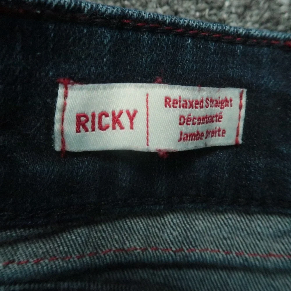 True Religion Shorts Mens 36 Blue Ricky Relaxed Straight Flaps Cut Off Dark Wash